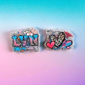 Magnet Set Of 2, LVN Silver Glitter Magnets Nursing Medical Caregiver Hero Gift